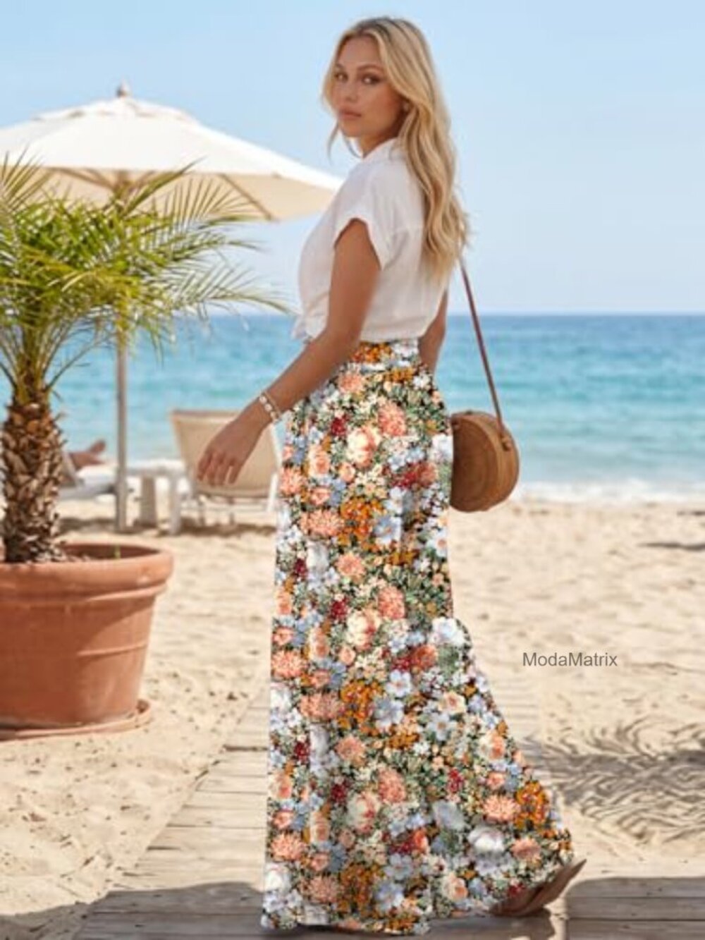 High Waist Wide Leg Palazzo Pants with Pockets - Picture 4 of 7